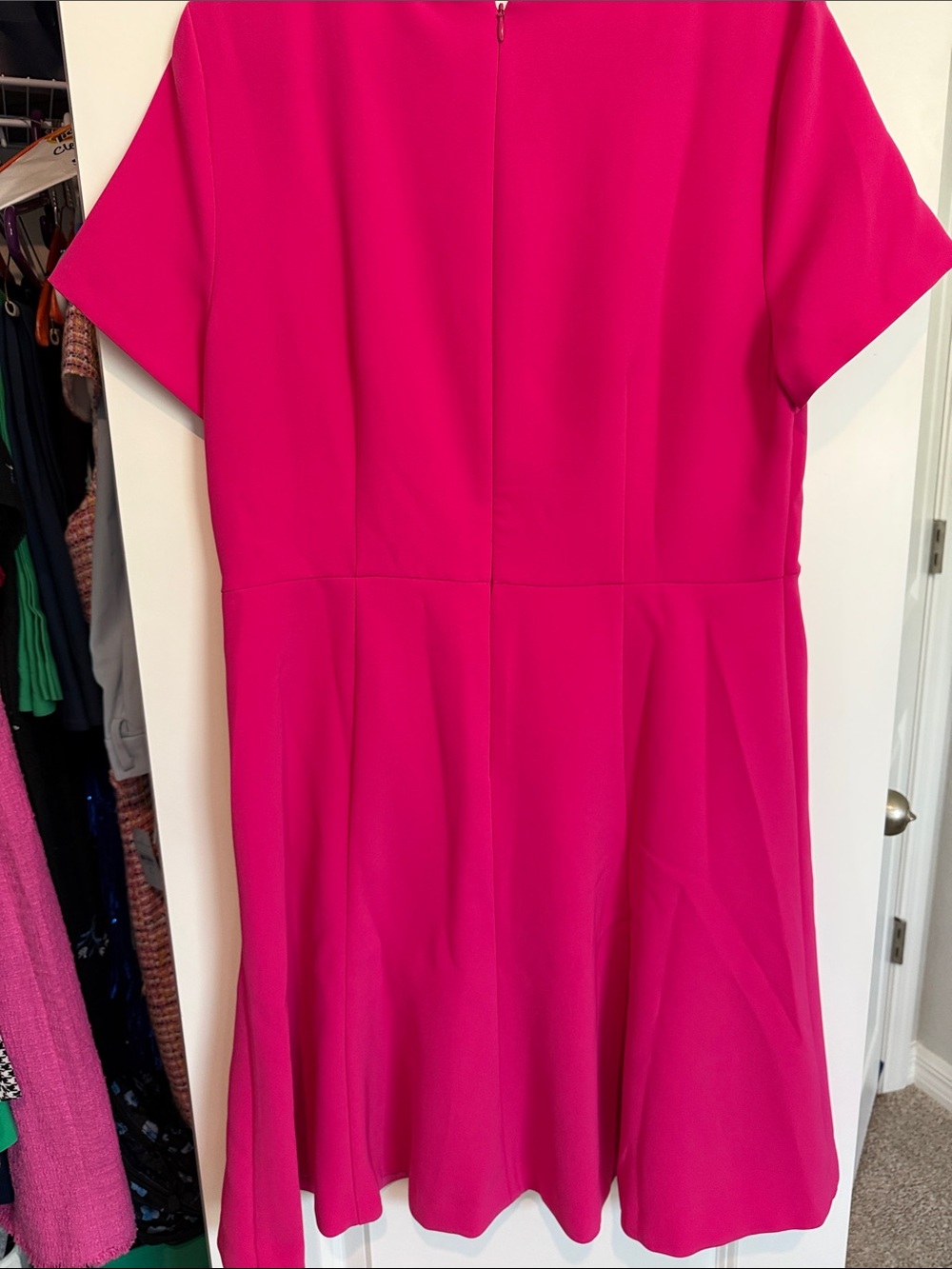 Ann Taylor Hot Pink Fit & Flare Short-Sleeve Dress - Picture 4 of 4